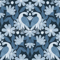 Dreamy Birds, Blue Mural Wallpaper - pure wallpaper artwork