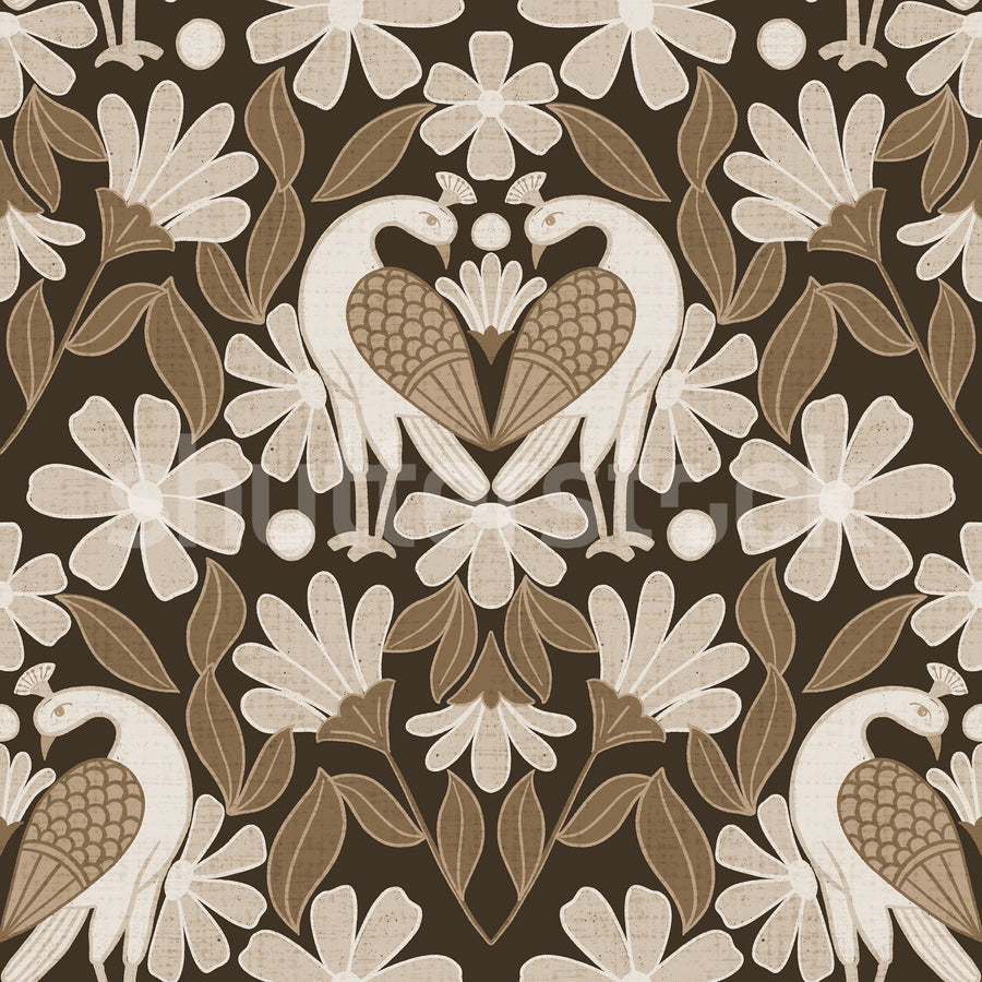 Dreamy Birds, Beige Mural Wallpaper