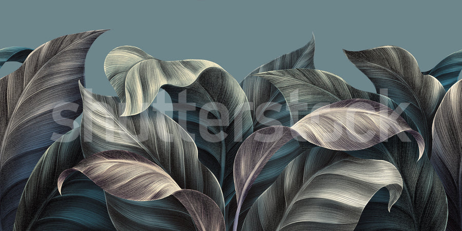 Jungle Escape, Blue Mural Wallpaper