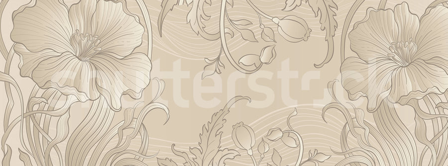 Grand Flora, Beige Mural Wallpaper