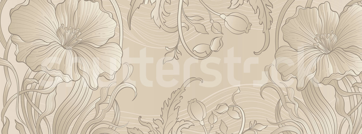 Grand Flora, Beige Mural Wallpaper - pure wallpaper artwork