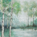 Birch View, Light Green Mural Wallpaper - pure wallpaper artwork