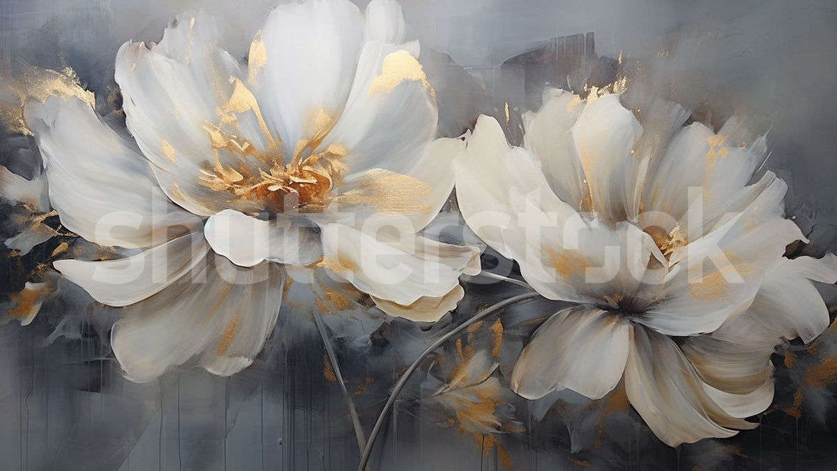 Floral Beauty, Gray Mural Wallpaper - pure wallpaper artwork