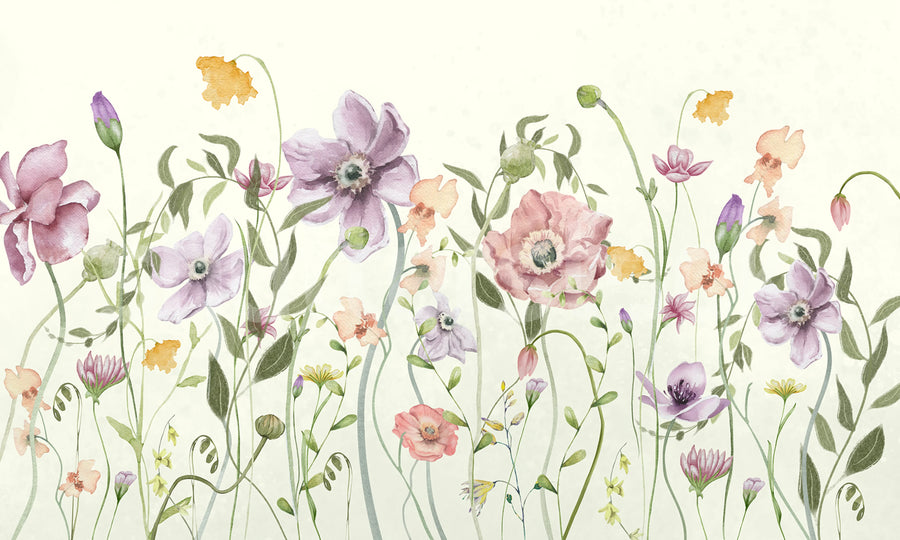 Spring Garden, Pink Mural Wallpaper
