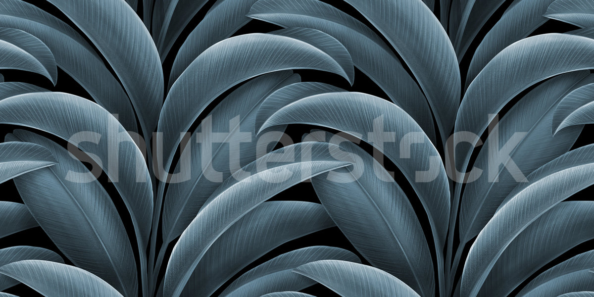 Grand Leaves, Blue Mural Wallpaper - pure wallpaper artwork