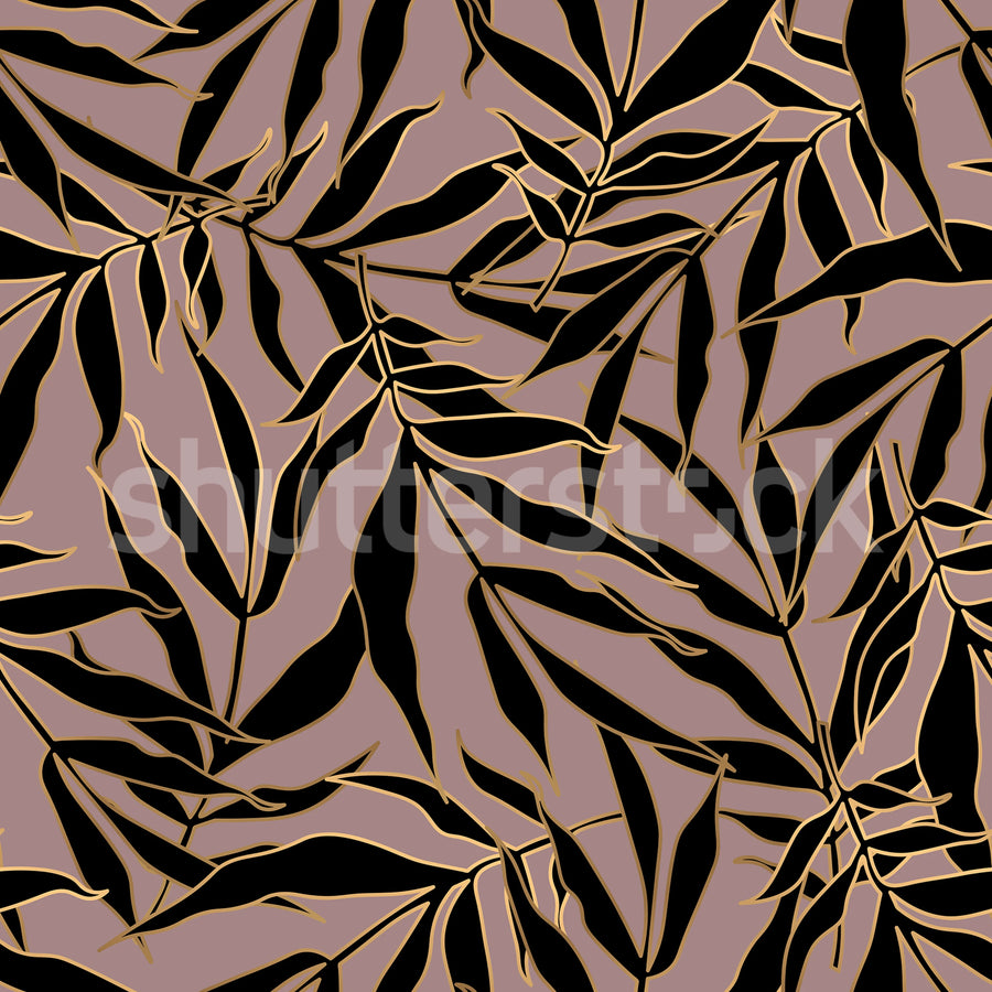 Bold Leaves, Pink Mural Wallpaper