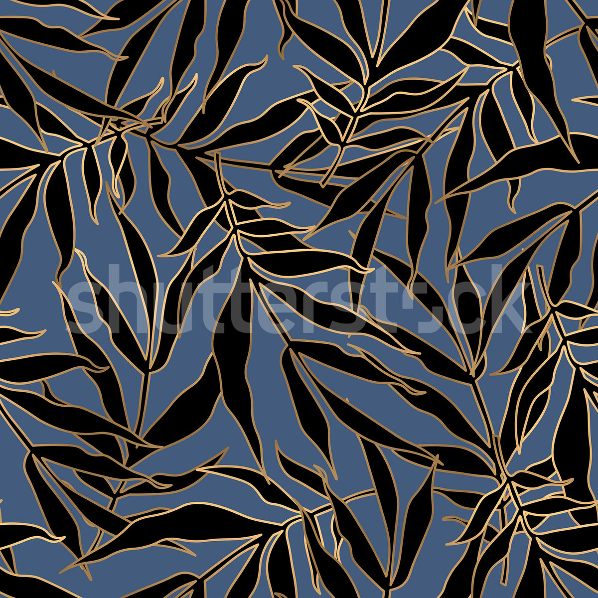 Bold Leaves, Blue Mural Wallpaper - pure wallpaper artwork