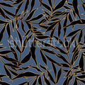 Bold Leaves, Blue Mural Wallpaper - pure wallpaper artwork