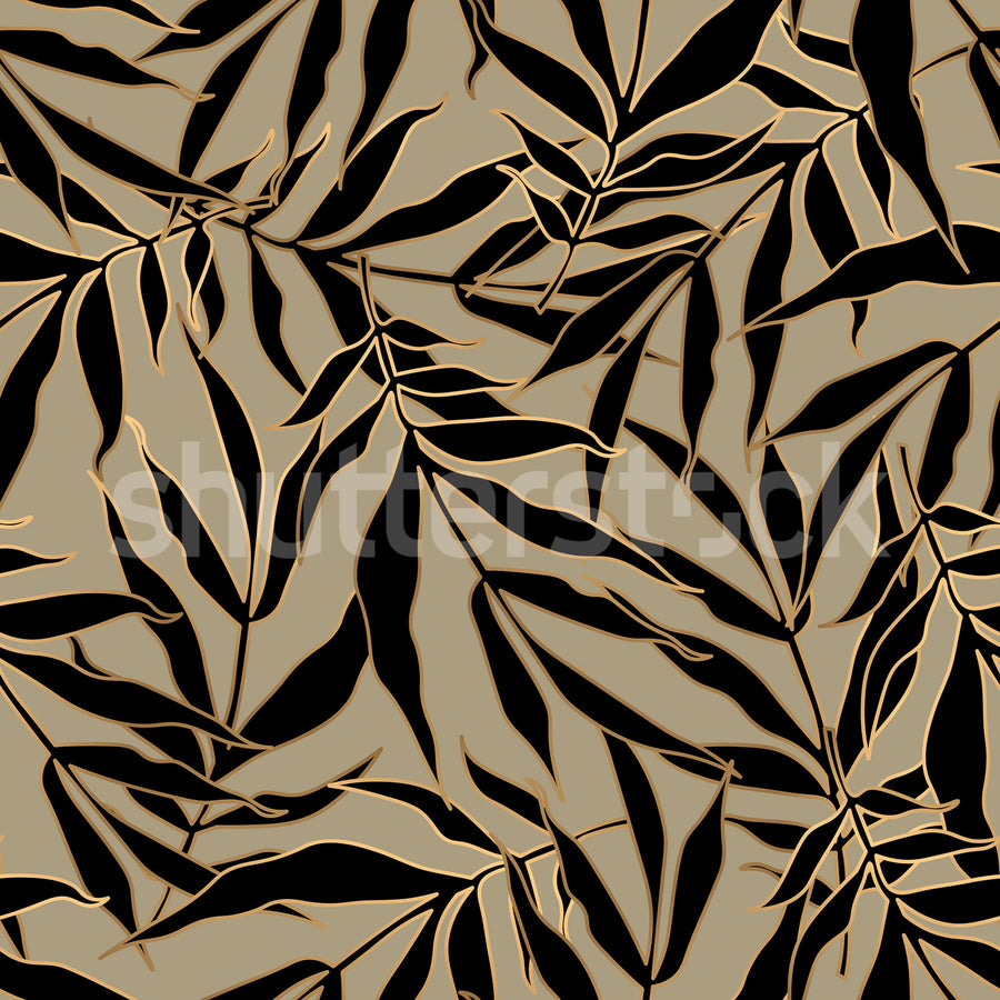 Bold Leaves, Beige Mural Wallpaper