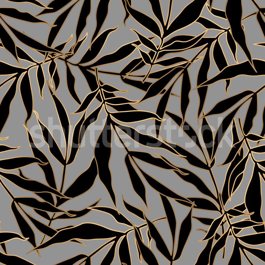 Bold Leaves, Gray Mural Wallpaper