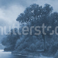 Tranquil Forest, Blue Mural Wallpaper - pure wallpaper artwork