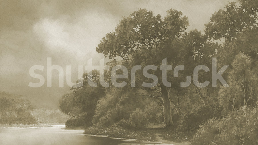 Tranquil Forest, Beige Mural Wallpaper