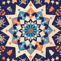 Intricate Mandala Pattern Mural Wallpaper Blue, Orange, Beige and Dark Blue Mural Wallpaper - room preview 02