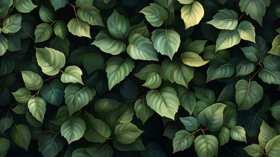 Botanical Wallpaper Mural – Leaf & Plant Wall Mural – Green Leafy Wall Green and Yellow leaves printable artwork