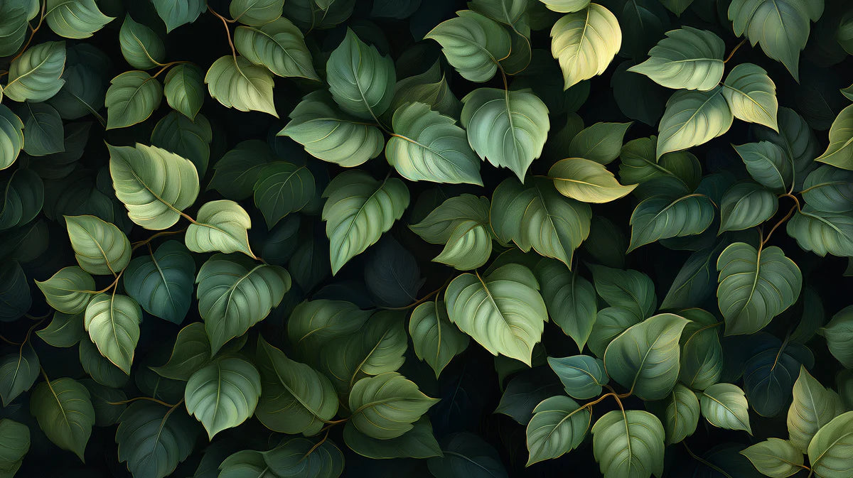 Green Leafy Wall Mural Wallpaper Green and Yellow leaves Mural Wallpaper - room preview 02