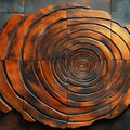Rustic Wood Grain Spiral Mural Wallpaper Brown, Black and Orange Mural Wallpaper - room preview 02