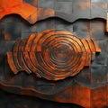 Rustic Copper and Wood Wall Art Mural Wallpaper Orange, Black and Brown Metal Mural Wallpaper - room preview 02