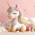 Dreamy Unicorn in Clouds Mural Wallpaper Pink, White, Gold and Blue Unicorn Mural Wallpaper - room preview 02
