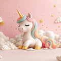 Magical Unicorn in Cloudy Wonderland Mural Wallpaper Pink, White, Gold and Blue Unicorn Mural Wallpaper - room preview 02