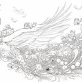Swan and Fantasy Elements Mural Wallpaper Black White and Gray Swan Mural Wallpaper - room preview 02
