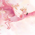 Pink Flamingo with Crown Mural Wallpaper for a Girls's room Pink Purple Blue and White Flamingo Mural Wallpaper - room preview 02