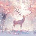 Pink and Purple Deer in Forest Mural Wallpaper Pink Purple White and Light Brown Deer Mural Wallpaper - room preview 02
