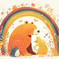 Rainbow and Bear Mural Wallpaper for a child's room Orange Yellow Red Green and Brown Bear with Rainbow Mural Wallpaper - room preview 02