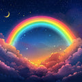 Night Sky with Rainbow Mural Wallpaper Blue Purple Pink Yellow and Orange Rainbow Night Mural Wallpaper - room preview 02