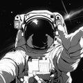 Black and White Astronaut Mural Wallpaper for a child's room Black White and Gray Astronaut Mural Wallpaper - room preview 02