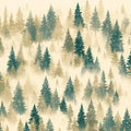 Forest in Mist Mural Wallpaper Green Beige and Brown Mural Wallpaper - room preview 02