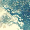Abstract Tree with Geometric Details Mural Wallpaper Blue Green and Beige Mural Wallpaper - room preview 02
