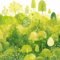 Lush Green Forest Mural Wallpaper Various Shades of Green and Yellow Forest Mural Wallpaper - room preview 02