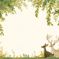 Deer and Leafy Canopy Mural Wallpaper Green Yellow and Beige Deer Mural Wallpaper - room preview 02