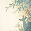Deer and Bamboo Mural Wallpaper Green Blue and Beige Bamboo and Deer Mural Wallpaper - room preview 02