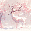 Pink Blossom and Deer Mural Wallpaper Pink White and Light Brown Deer Mural Wallpaper - room preview 02