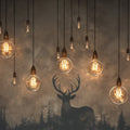 Dark Forest and Deer Mural Wallpaper Black Brown and Dark Green Deer Mural Wallpaper - room preview 02