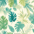 Tropical Leaf Mural Wallpaper Green Blue and Beige Leaves Mural Wallpaper - room preview 02