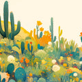 Colorful Desert Cactus Mural Wallpaper Green Yellow Blue and Orange Cactus Mural Wallpaper - room preview 02