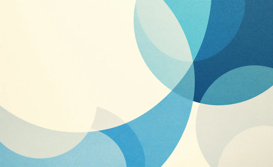 Geometric Wallpaper Mural – Pattern Wall Mural – Blue Geometric Circles Blue Cream and White Circles printable artwork