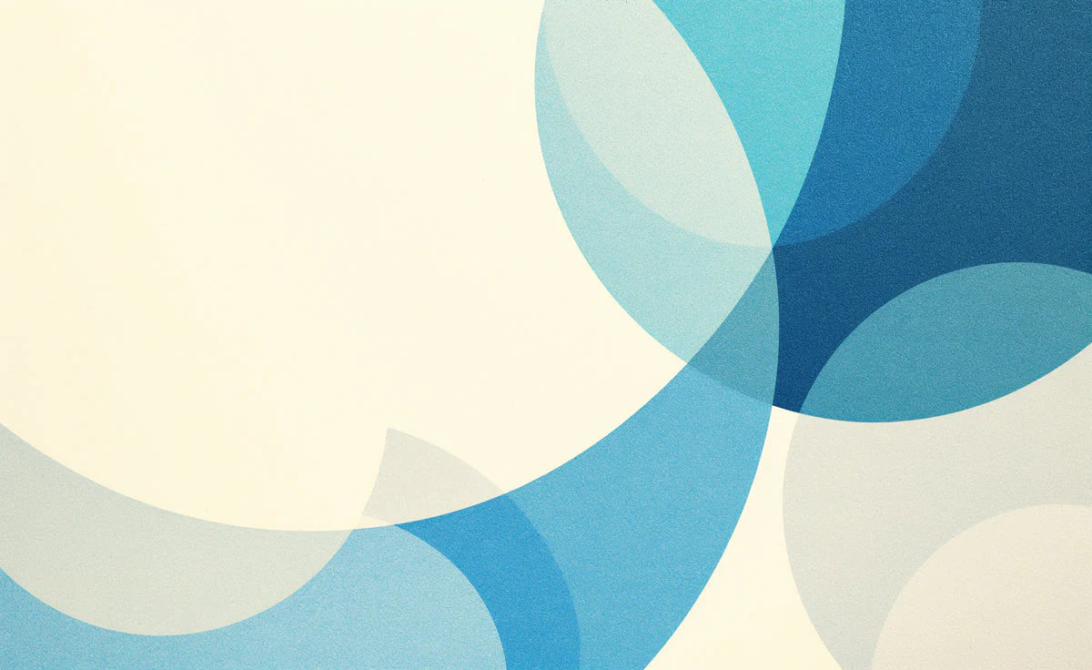 Blue Geometric Circles Mural Wallpaper Blue Cream and White Circles Mural Wallpaper - room preview 02