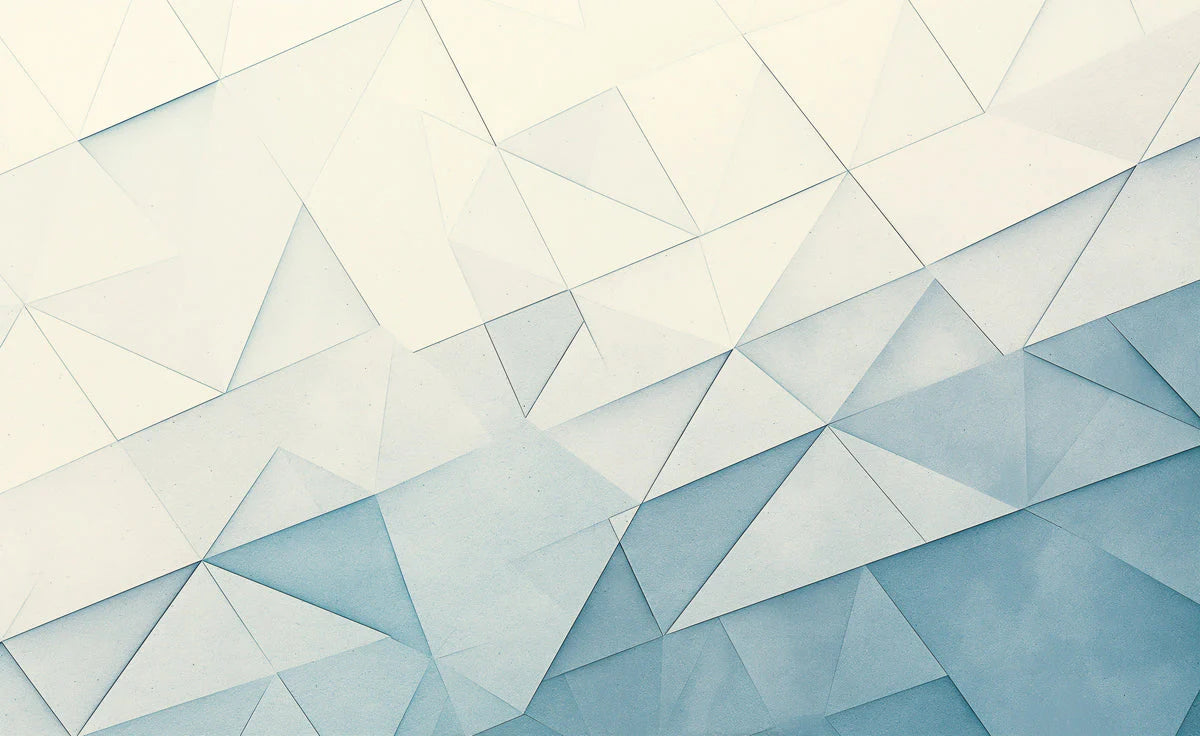 Blue and White Geometric Mural Wallpaper Blue White and Cream Triangles Mural Wallpaper - room preview 02