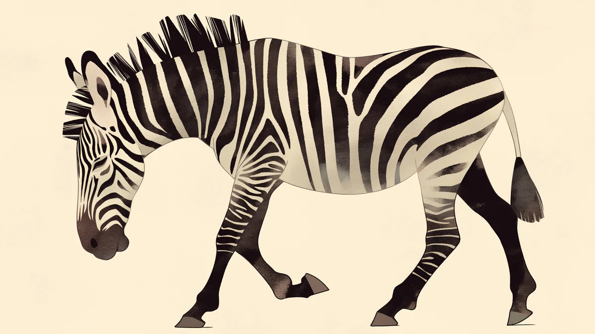 Zebra Mural Wallpaper Black, White and Brown Zebra Mural Wallpaper - room preview 02