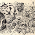 Tiger and Intricate Scene Mural Wallpaper Black, White and Beige tiger -1 Mural Wallpaper - room preview 02