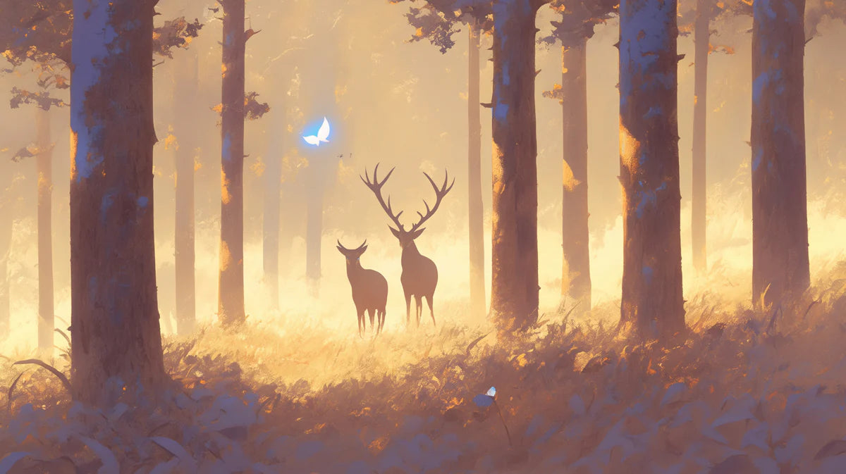 Golden Forest Deer Mural Wallpaper – Enchanted Woodland Scene for Kids' Room Mural Wallpaper - room preview 02