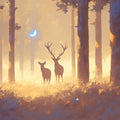 Golden Forest Deer Mural Wallpaper – Enchanted Woodland Scene for Kids' Room Mural Wallpaper - room preview 02