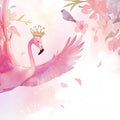 Pink Flamingo with Crown Mural Wallpaper for a study room Pink, Purple, Blue and White Flamingo Mural Wallpaper - room preview 02