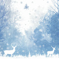 Blue Winter Forest with Deer Mural Wallpaper for a nursey Blue, White and Light Blue Forest -1 Mural Wallpaper - room preview 02