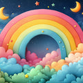 Rainbow and Stars Mural Wallpaper Blue, Pink, Yellow, Green and White Rainbow Stars -1 Mural Wallpaper - room preview 02