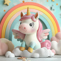 Unicorn and Rainbow Mural Wallpaper Pink, Purple, Yellow, Blue and White Unicorn -1 Mural Wallpaper - room preview 02