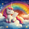 Unicorn and Rainbow Mural Wallpaper Pink, Purple, Yellow, Blue and White Unicorn -2 Mural Wallpaper - room preview 02